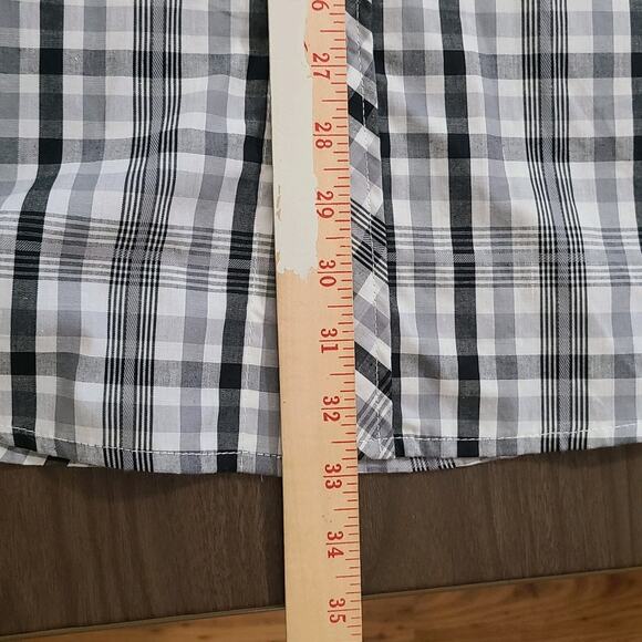 Gioberti Men's Short Sleeve Pearl Snap Shirt Black Gray White Plaid XL - Picture 7 of 7